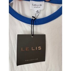 Le Lis Collection Womens Ribbed Colorblock Bodysuit White Blue Green Small NWT